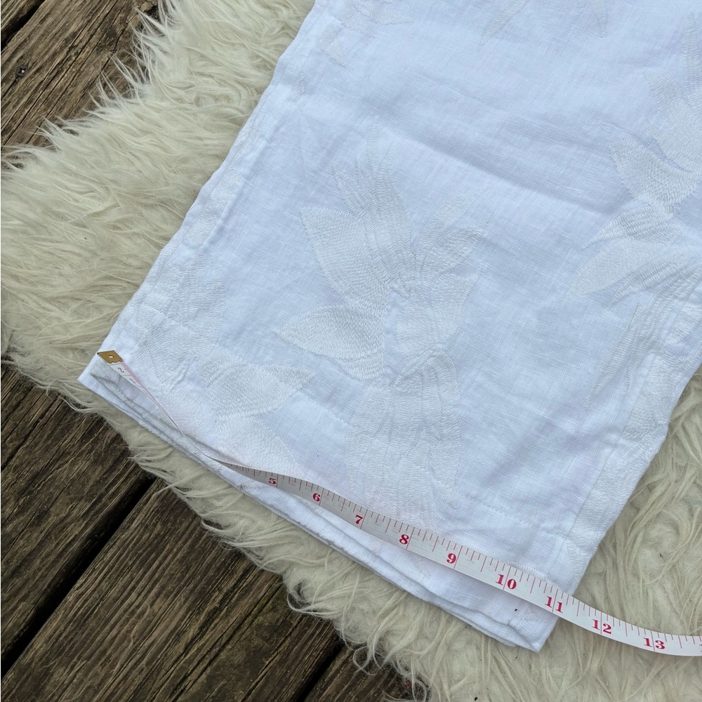 Joie White 💯 linen Set - Soft Button-Front Top & Elastic Waist Wide Leg Pants - Picture 11 of 16